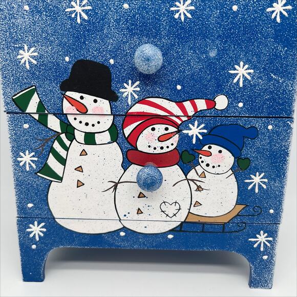 Handpainted Snowman Mini Chest of Drawers - Trinket Box - Jewelry Box - Picture 5 of 6
